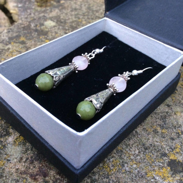Connemara marble Rose Quartz earrings