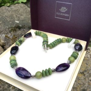 Connemara marble and amethyst necklace